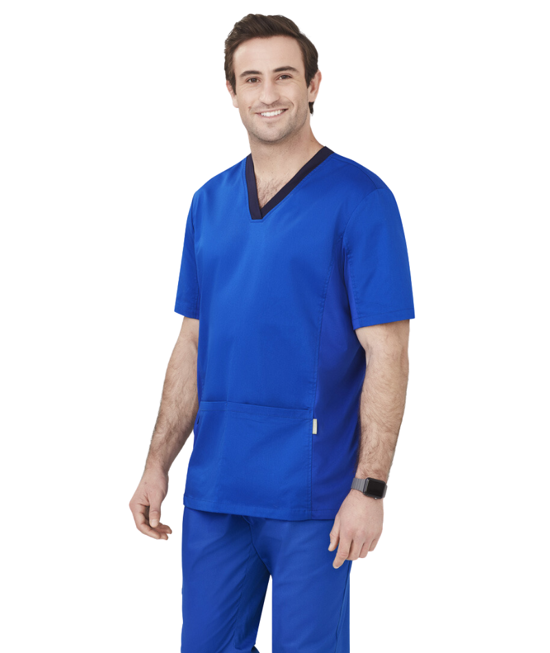 Mens Riley Stretch Scrub Top - Electric Blue