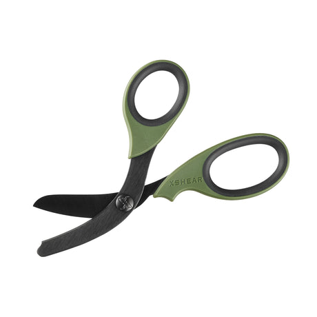 OD Green XShear Trauma Shears open on white background