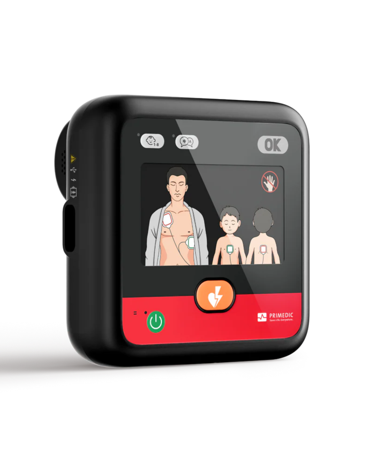 PRIMEDIC HeartSave myPAD AED Trainer with reusable training pads connected
