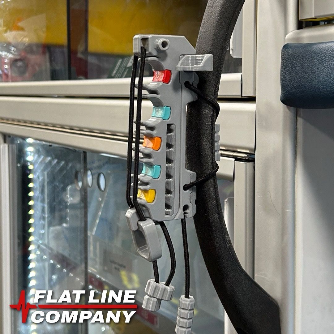 MedicMate syringe organiser attached to an IV pole