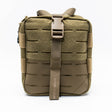 Medium Tan Brown coloured Vertex 2.0 Aid Pouch first aid kit pouch with laser cut molle and tear away rear panel on white background. Front view