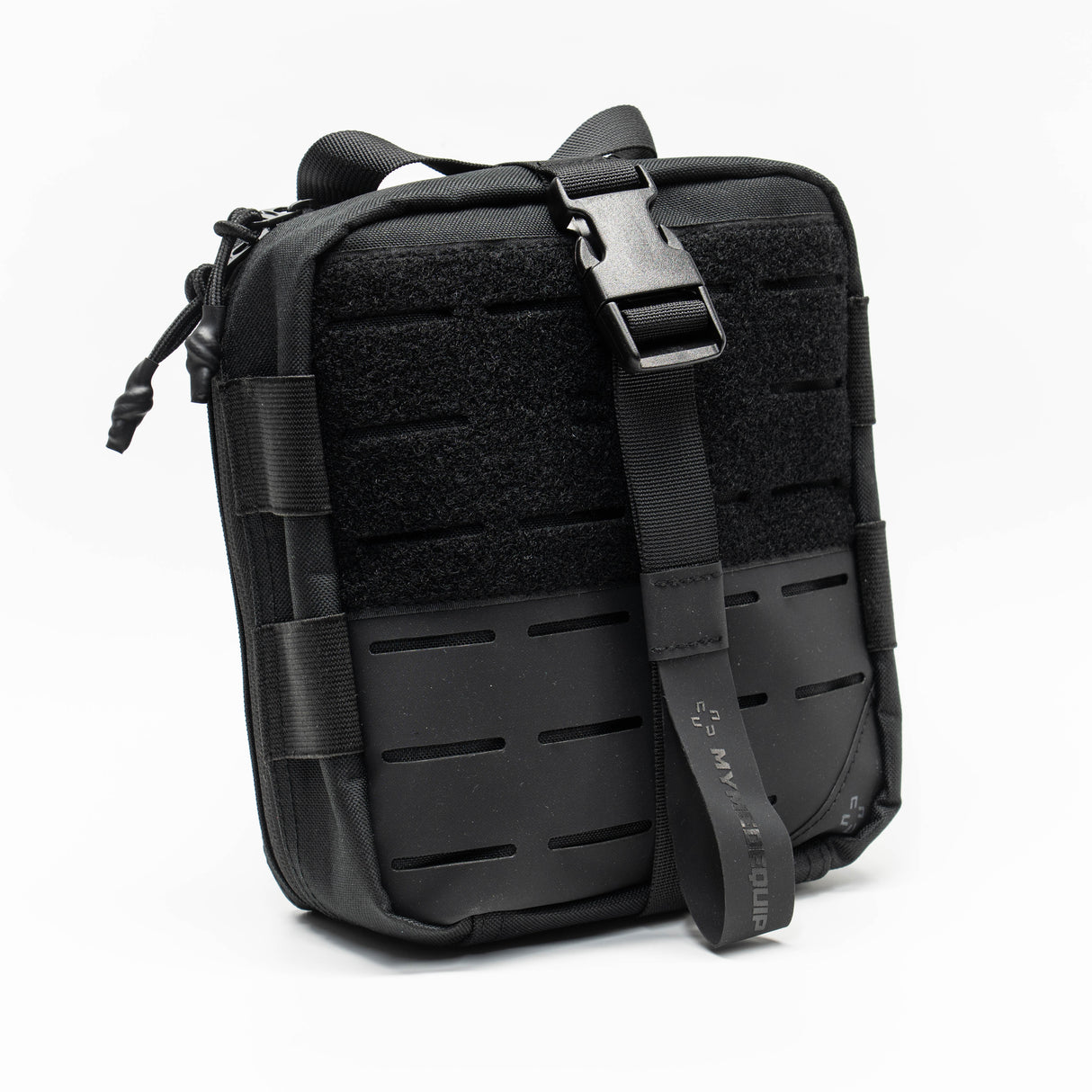 Medium Tan Brown coloured Vertex 2.0 Aid Pouch first aid kit pouch with laser cut molle and tear away rear panel on white background. Diagonal right view