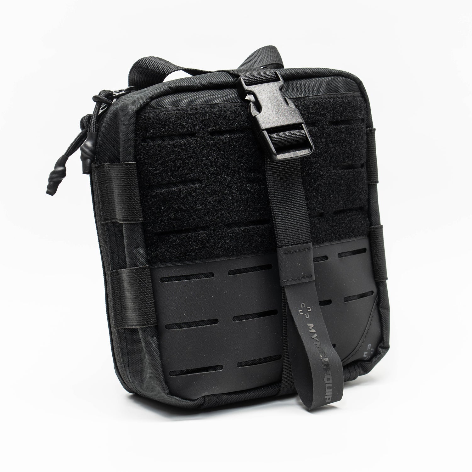 Medium Tan Brown coloured Vertex 2.0 Aid Pouch first aid kit pouch with laser cut molle and tear away rear panel on white background. Diagonal right view