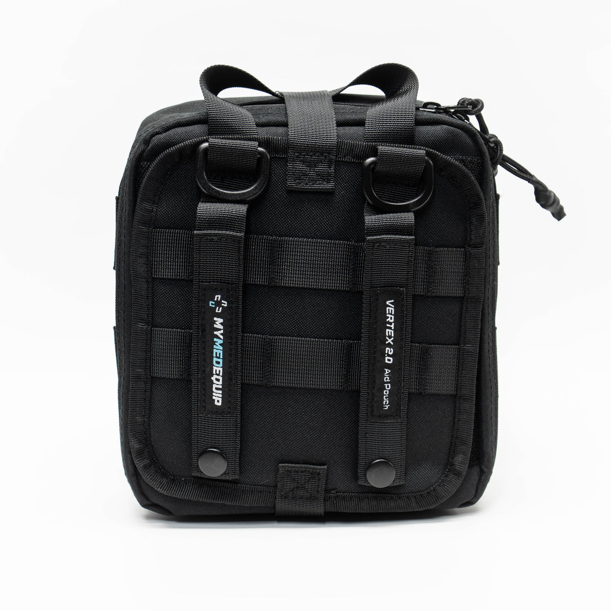 Medium Tan Brown coloured Vertex 2.0 Aid Pouch first aid kit pouch with laser cut molle and tear away rear panel on white background. Rear view