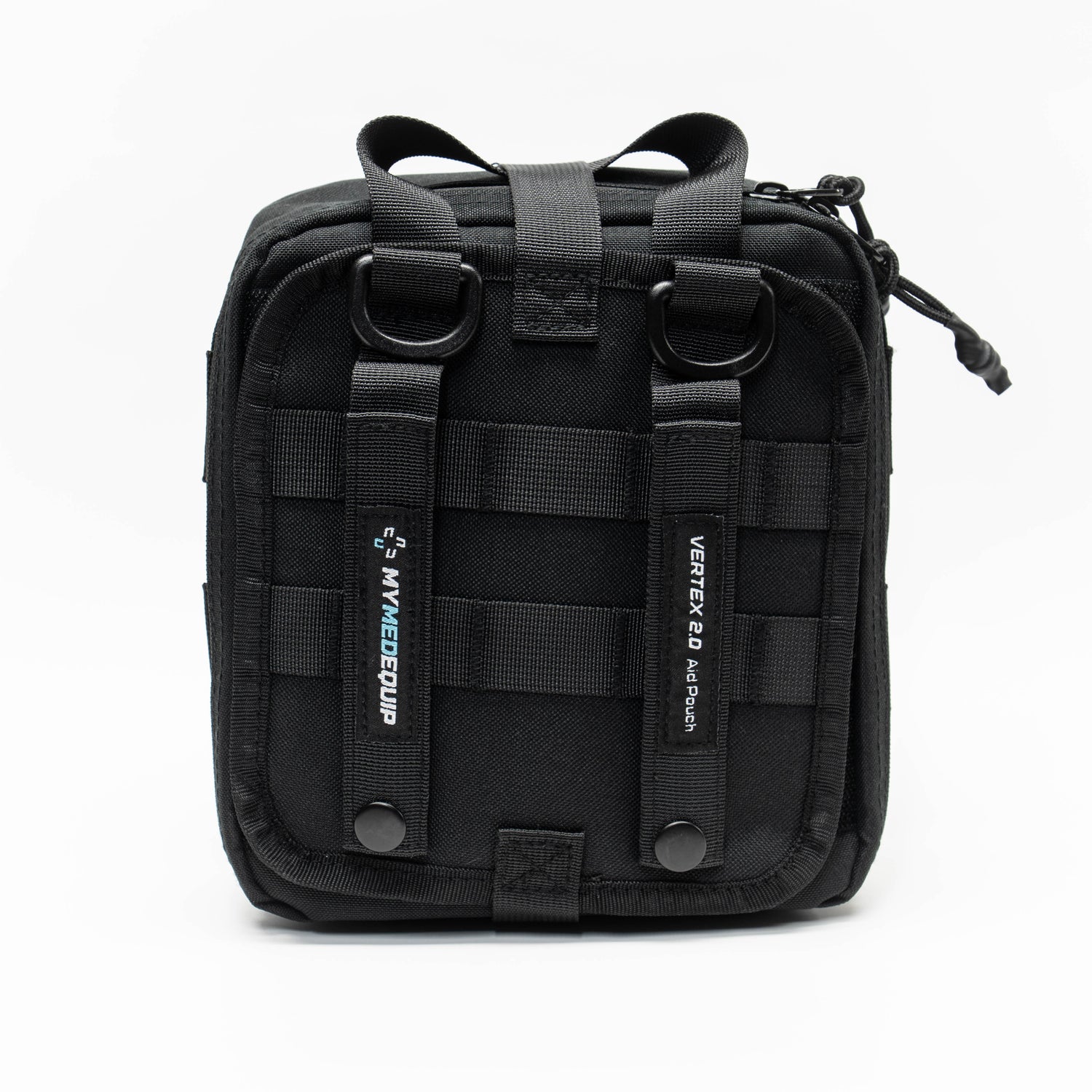 Medium Tan Brown coloured Vertex 2.0 Aid Pouch first aid kit pouch with laser cut molle and tear away rear panel on white background. Rear view