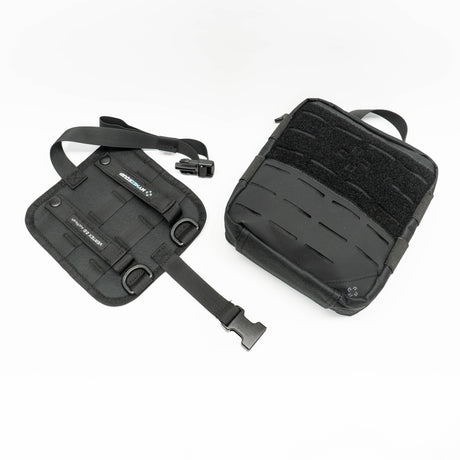 Medium Black coloured Vertex 2.0 Aid Pouch first aid kit pouch with laser cut molle and tear away rear panel on detached white background.
