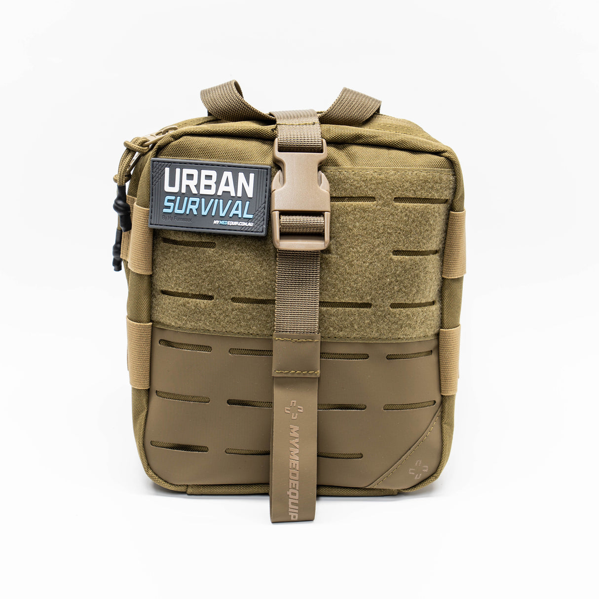 Large Tan Brown Australia Survival Kit with Molle / PALS webbing & velcro patch