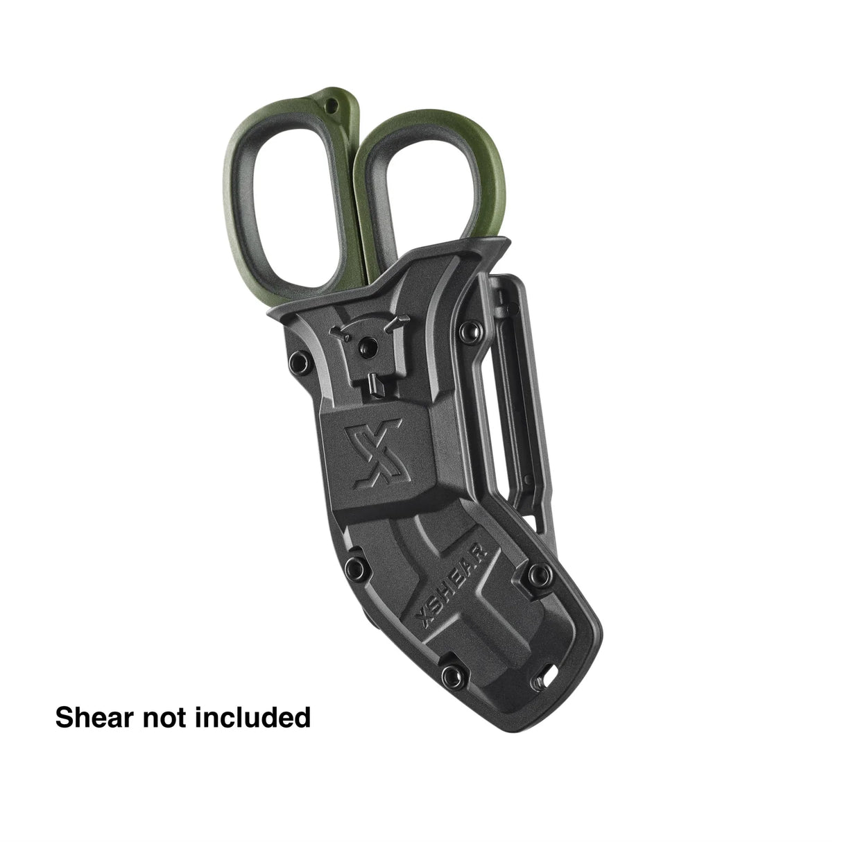 XShear Mini Shears holster shown with 1.5" belt clip attachment