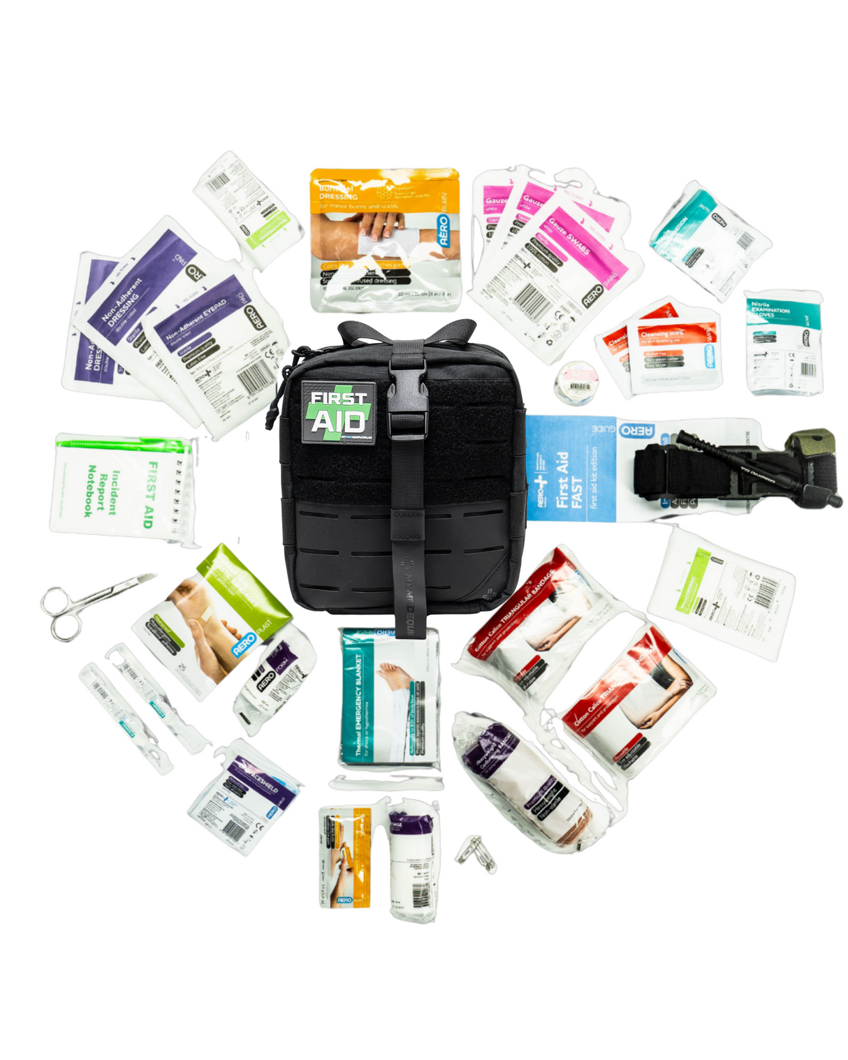 Large Black Tactical First Aid Kit with Tourniquet