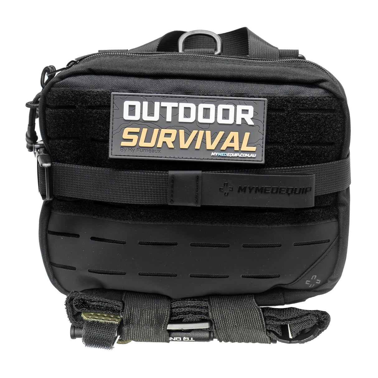 Large Black Tactical Survival Kit with Outdoor Survival Patch & Black DNIPRO  Tourniquet attached