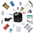 Working Dog IFAK contents laid out, including SWAT-T tourniquet, packing gauze and haemostatic gauze.