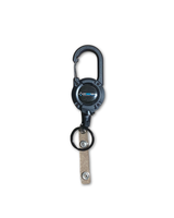 Carabiner badge reel with 62cm retractable metal cable and ID card attachment