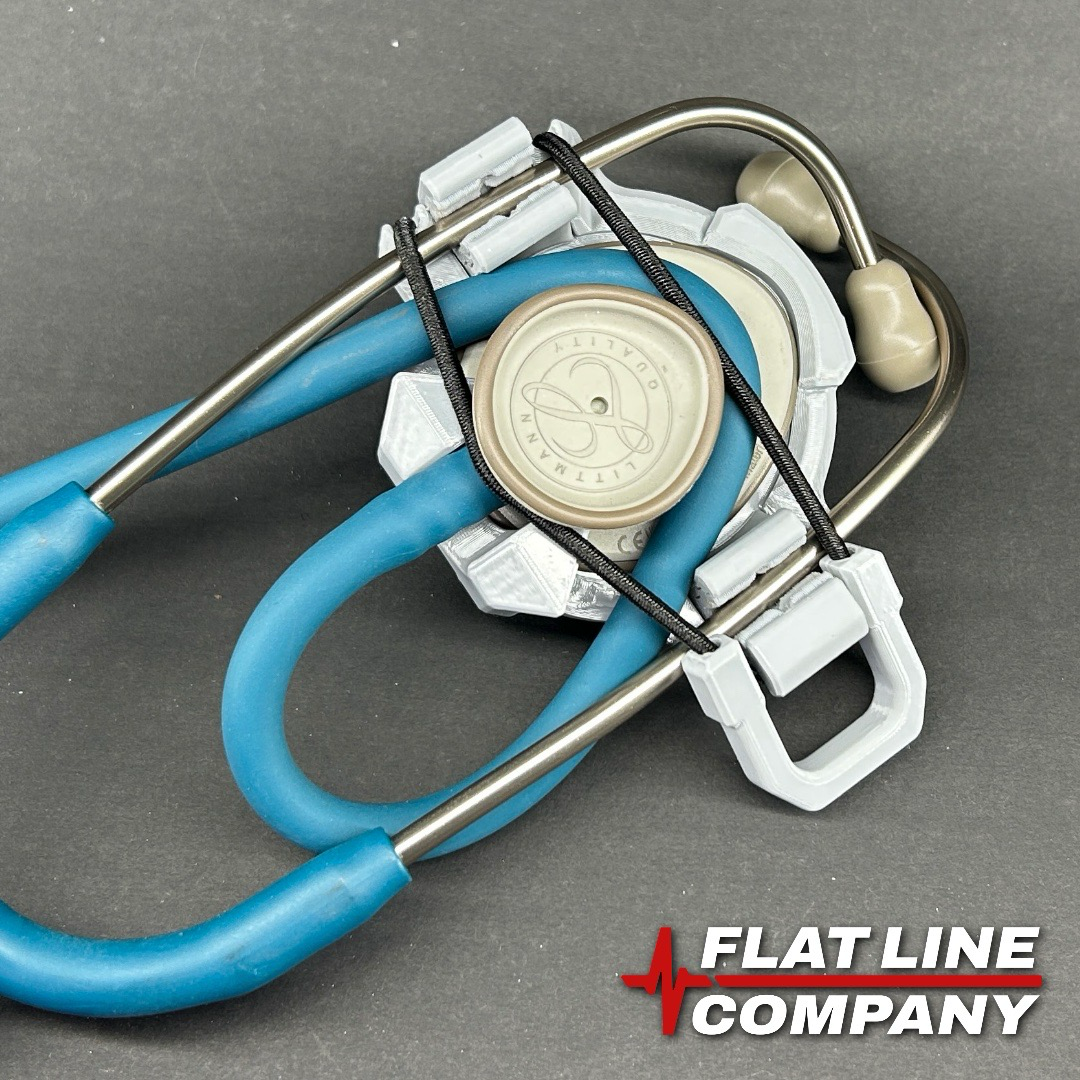 STETHO-CLIP stethoscope clip showing modular orientation and soft stem inserts