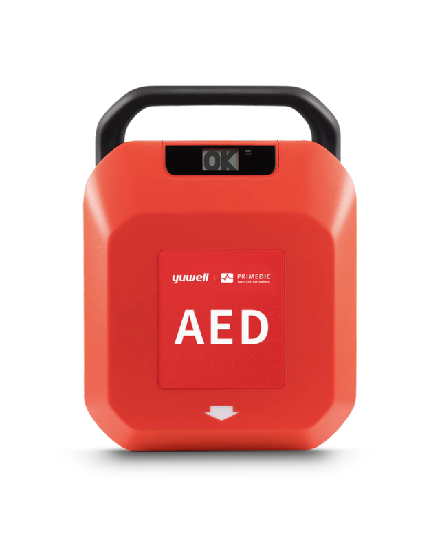 PRIMEDIC HeartSave Y-Screen AED defibrillator in red Yuwell branded carry case