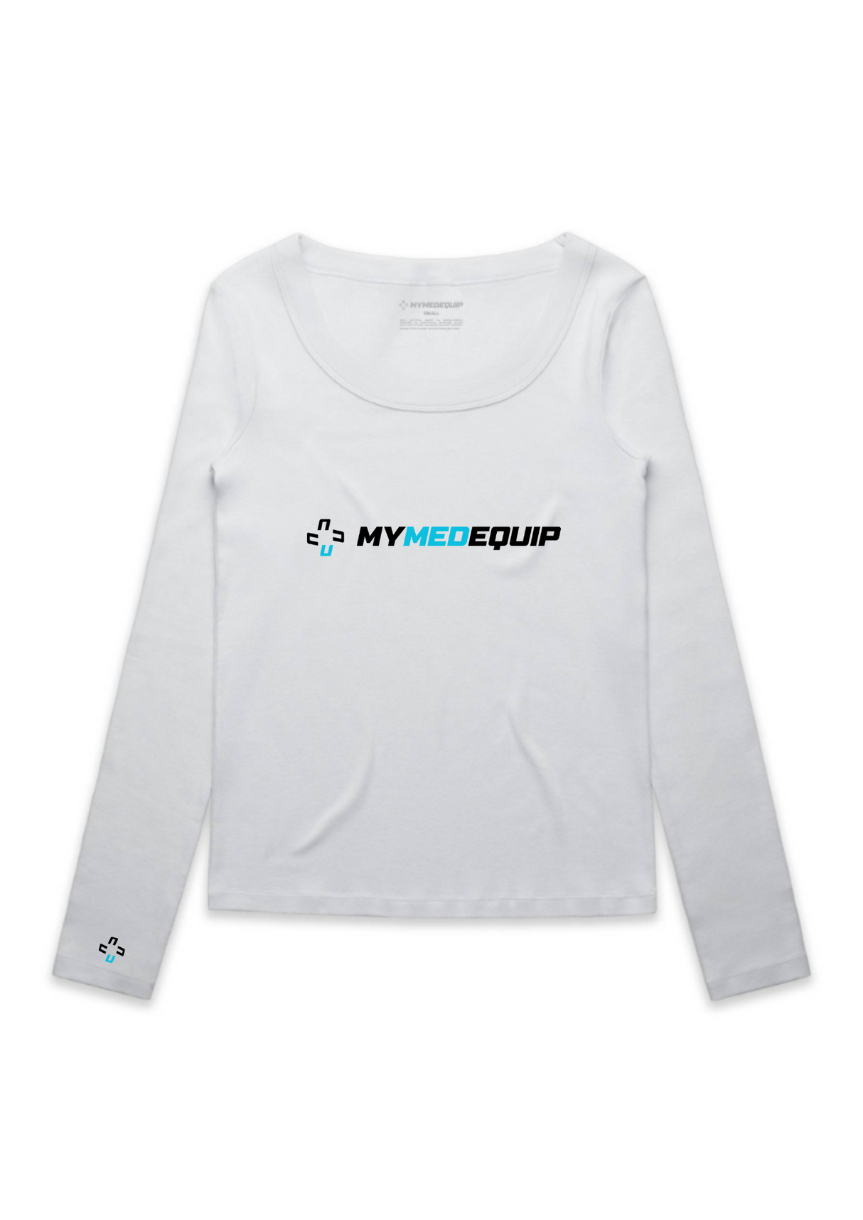 MyMedEquip Women's LS Slim-fit 100% Organic Cotton UnderScrubs Tee With Logo
