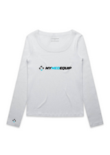 MyMedEquip Women's LS Slim-fit 100% Organic Cotton UnderScrubs Tee With Logo