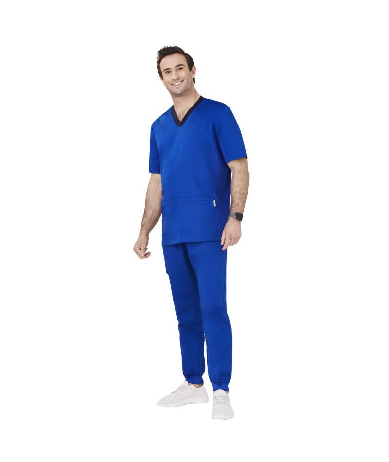 Mens Riley Stretch Scrub Slim Leg Jogger Scrub Pant - Electric Blue