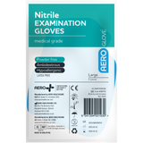 AEROGLOVE Large blue nitrile powder-free examination gloves shown as a pair