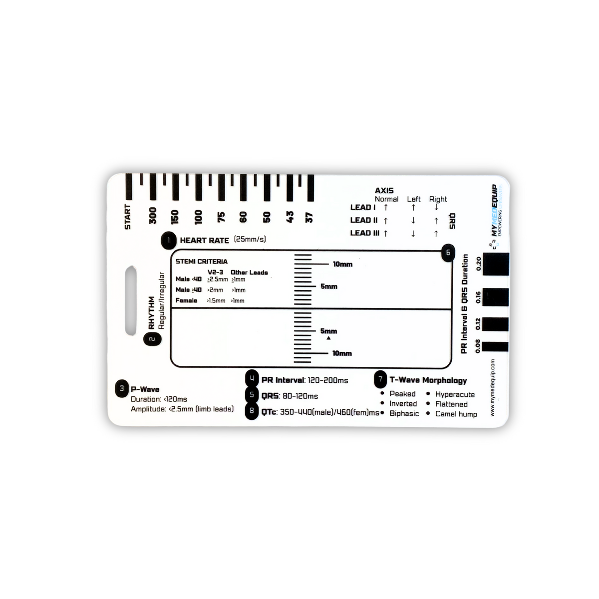 Medical Rular Card ECG Ruler and Interpretation Card | ID Card Size – MyMedEquip