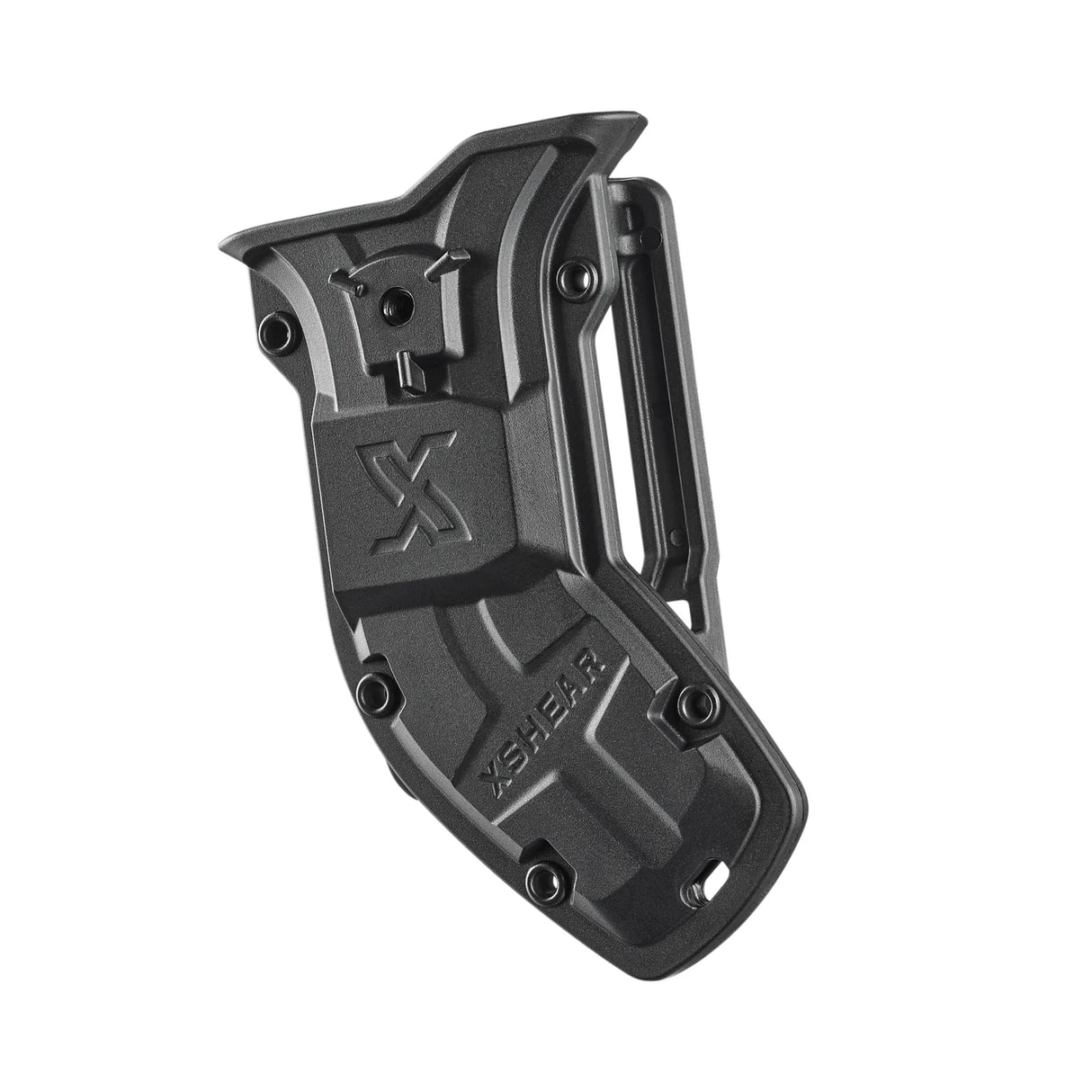XShear Holster for 6" Mini Trauma Shears in black moulded ABS, front view