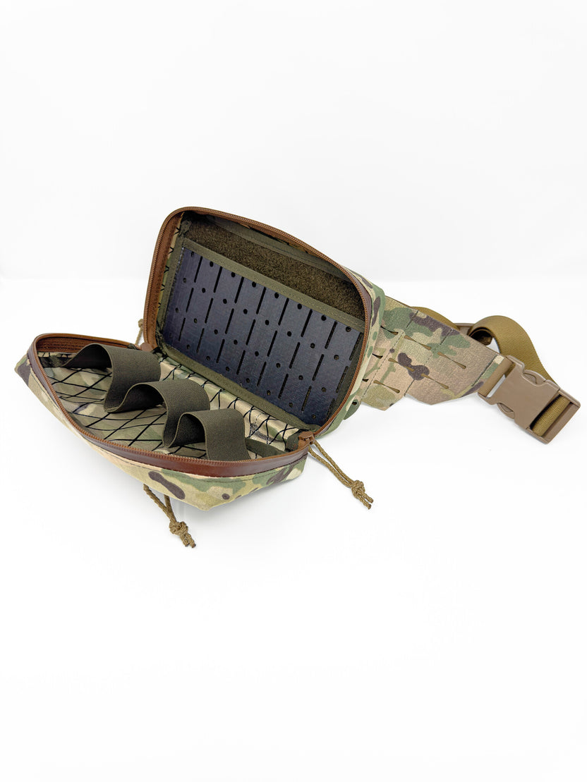 Medical Fanny Pack open showing Tegris insert and elastic tool loops