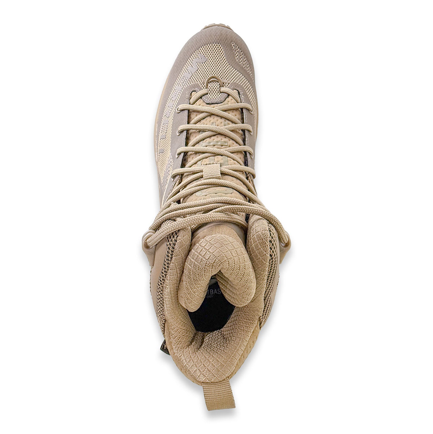 Beige high-top sneaker on a white background