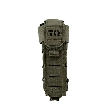 DNIPRO black tourniquet pouch shown mounted on tactical MOLLE webbing