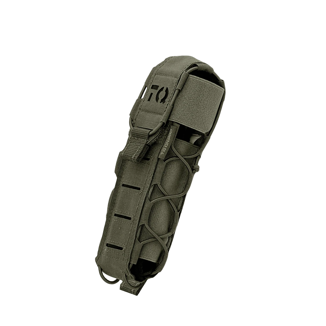 DNIPRO tourniquet pouch in olive shown for colour reference alongside black model