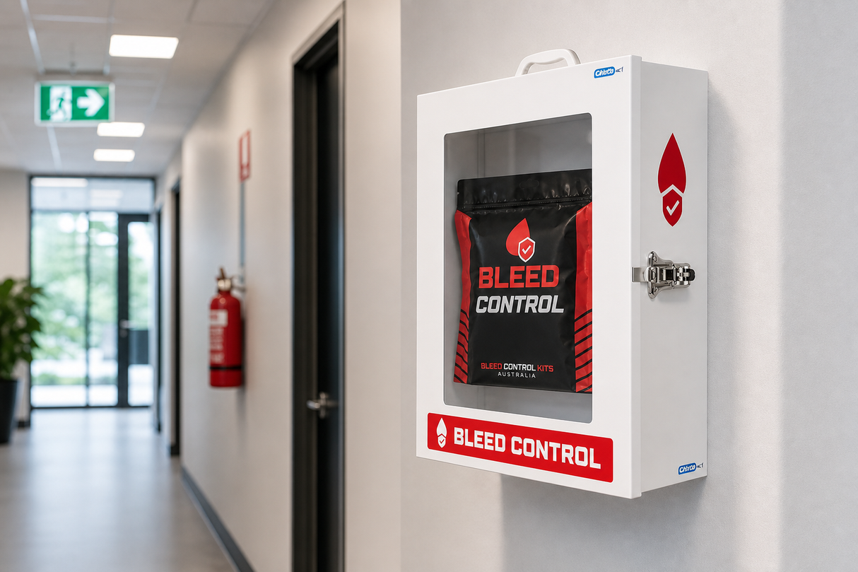 Wall-Mounted Bleed Control Cabinet — Stocked with Advanced Trauma Kit