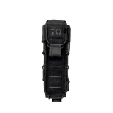 Black tourniquet pouch with visible branding on a white background