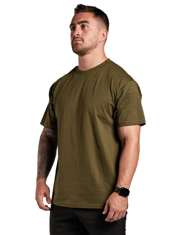 TacSource 100% Cotton Loose Fit Undergear Tee - 2 X Pack - Olive