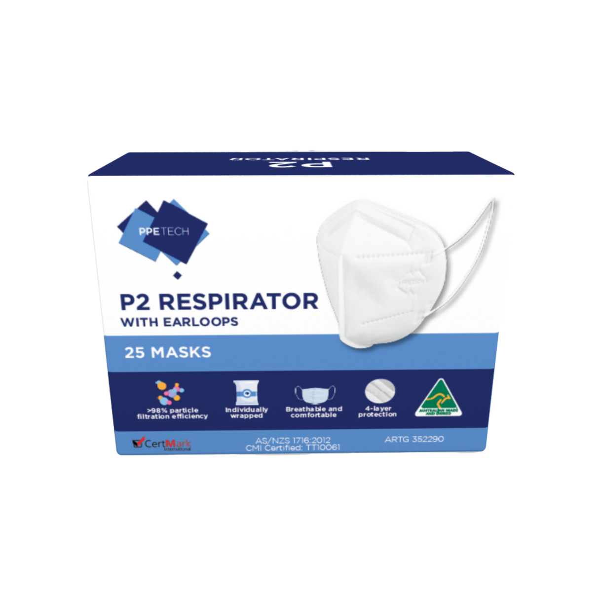 PPE Tech P2 Respirator Masks Box/25